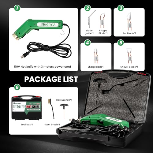 Huanyu Electric Hot Knife Rope Fabric Cutting Tool Kit 4 Blades 600° C