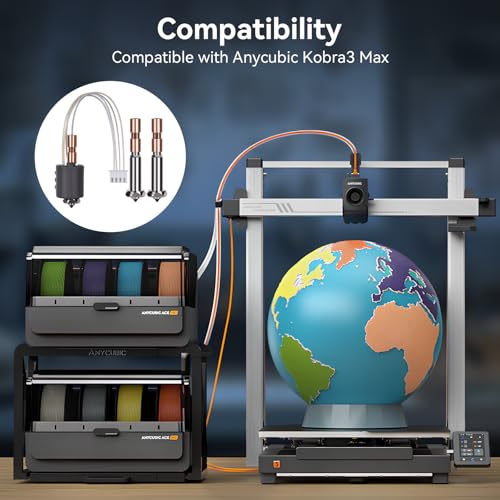 Kobra 3 Max Hotend Upgrade, All-Metal Extruder Replacement with 0.4/0.6/0.8mm Quick-Swap Hardened Steel Nozzles and Silicone Cover Compatible with Anycubic Kobra 3 Max/Combo 3D Printer