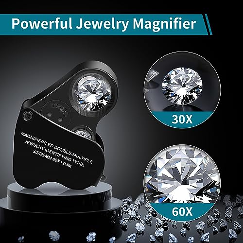 JARLINK 30X 60X Illuminated Jewelers Loupe Magnifier - color: Black