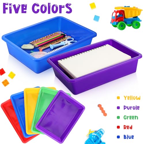 Hoteam Mix 5Pcs Paper Trays for Classroom Turn in Paper Tray, 14x10x3inch - color: Mix, size: 14x10x3inch