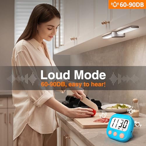 AOUCE Digital Kitchen Timers for Cooking, Timer for Kids 2 Pack Blue - color: Blue