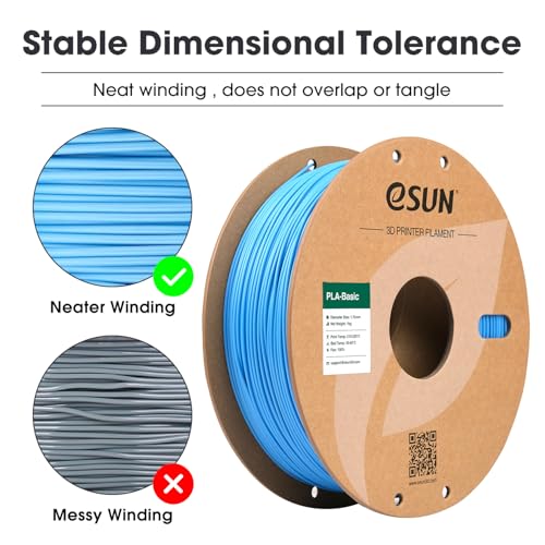 eSUN PLA Basic Filament 1.75mm, 3D Printer Filament High Speed PLA for Fast Printing, 1KG Spool (2.2 LBS) 3D Printing Filament for High Speed 3D Printers, Light Blue - color: Light Blue, size: 1KG