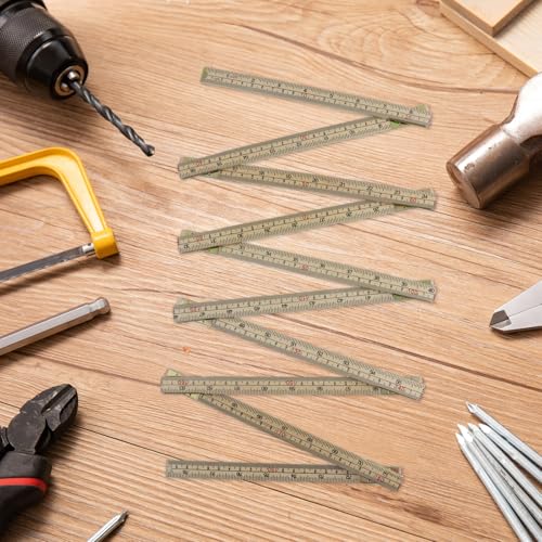 Quluxe Folding Wood Ruler, Foldable Ruler, Inch & Metric, Fold Up Design - size: 2m (Metric+Imperial,Wood)