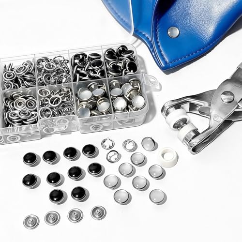 NXTOV 100 Set Pearl Snaps Button Kit with Fastener Pliers - color: Black, White