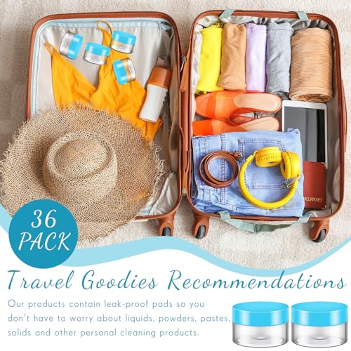 SATINIOR 36 Pcs Plastic Jars with Lids Round Leak Proof Airtight Container - color: Blue, size: 1 oz