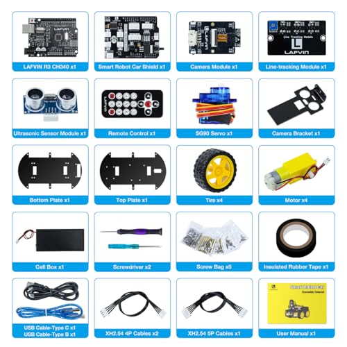 LAFVIN R3 Camera Smart Robot Car Compatible with Arduino IDE with Tutorial