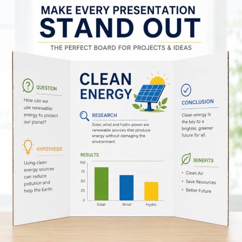 Fold Poster Board 36 x 48 Inch, 3PCS White Trifold Display Board for Science Fair Projects, School Presentations, Exhibits, Classroom and Office Displays - color: White, size: 3PCS
