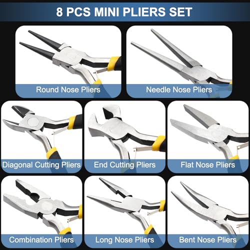 8Pieces 4.5 Inch Mini Pliers for Jewelry Making