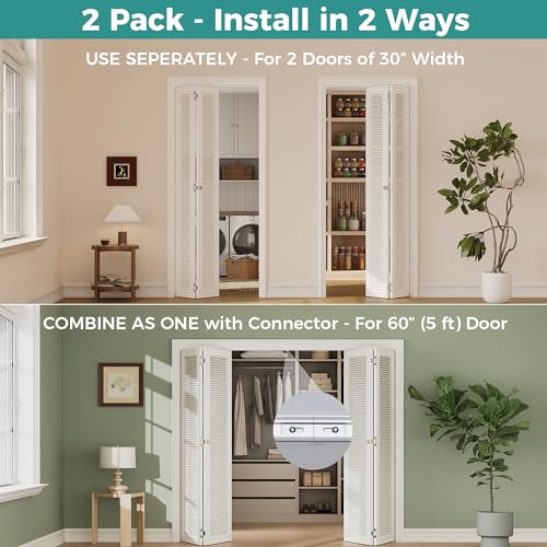 Closet Bifold Door Hardware & 2 x 30 Track Kit, Combine for 60" 5 ft Door - size: 30 Inch