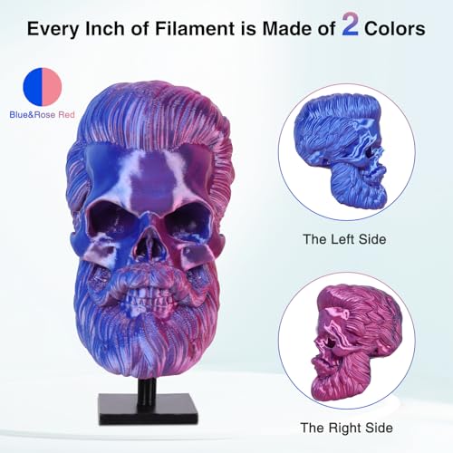Blue Rosered Dual Color Silk PLA Filament 1.75mm Bicolor PLA 1kg - color: Blue Rose Red