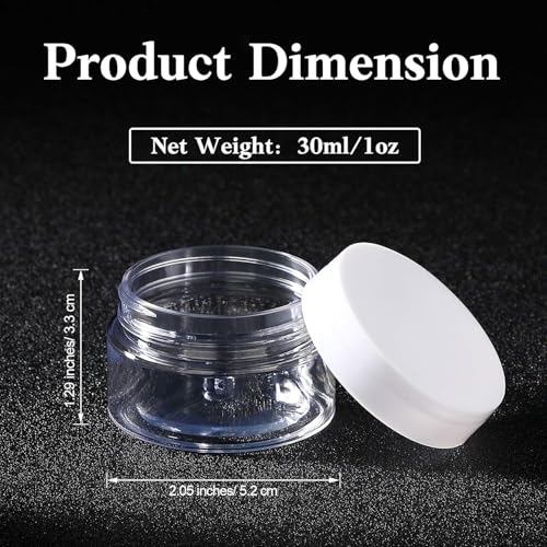 SATINIOR 36 Pieces 1 oz Plastic Jars with Lids Wide Mouth Airtight Reusable Container Acrylic Cosmetic Small Jars for Lotions Ointments Travel Toiletries Creams Make up Storage(White) - color: White, size: 1 oz