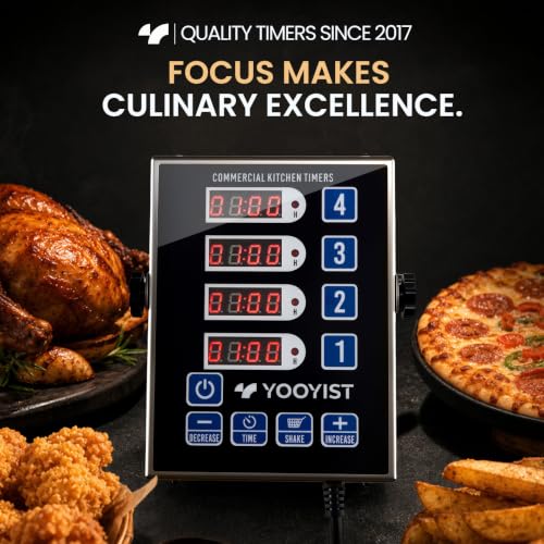 Commercial 4 Channel Digital Kitchen Timer Loud Alarm Cook Timer - color: Black