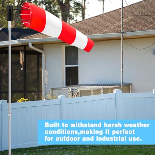 Threlaco 1 Set Heavy Duty Airport Windsock,8x36 Wind Socks,Red and White - color: Red and White, size: 8" X 36"