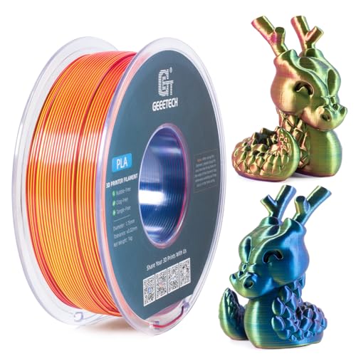 Geeetech 3D Printer Silk PLA Tri-Color Filament, Metal-Like Shiny Silk Filament 1.75mm 1kg (2.2lbs) Spool, Dimensional Accuracy +/- 0.02 mm, Tri-Color Red Yellow Blue - color: 1kg Triple Color Red-yellow-blue