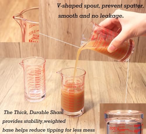 Ackers 3oz/90ml Glass Measuring Cup – Shot Glass with Double Scale-Ounce,Ml Markings for Kitchen & Bar(Pack of 2) - color: Red(Pack of 2)