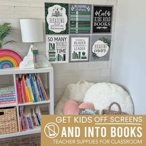 Reading Posters for Classroom Elementary and Library Decor - Reading Corner - color: Farmhouse Grey