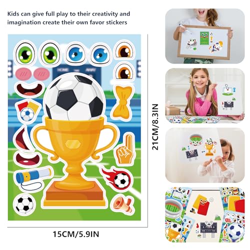 Soccer Make a Face Stickers 24 Sheets, Sports Crafts for Boys - color: Soccer