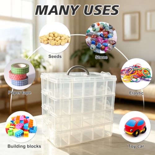 Guyuyii 4-Tier Stackable Storage Organizer Box with Carrying Handle - color: 1 pack 40 compartment