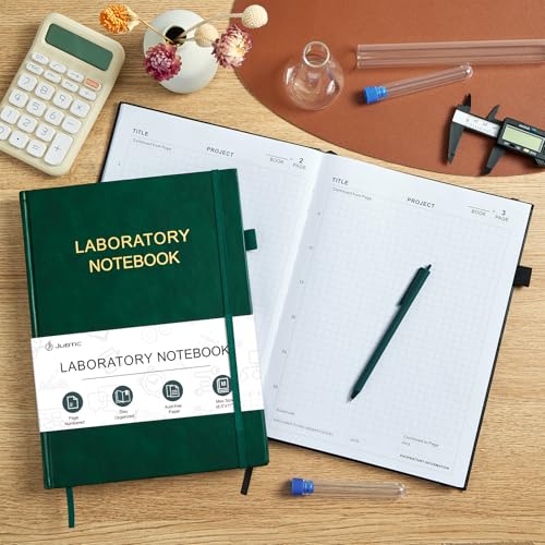 JUBTIC Laboratory Notebook for Project Organization, 8.5" x 11" - color: Dark Green