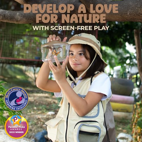 Kids Explorer Kit with Safari Vest & Hat for 3-7 Year Old Boys & Girls - color: Brown, size: Medium