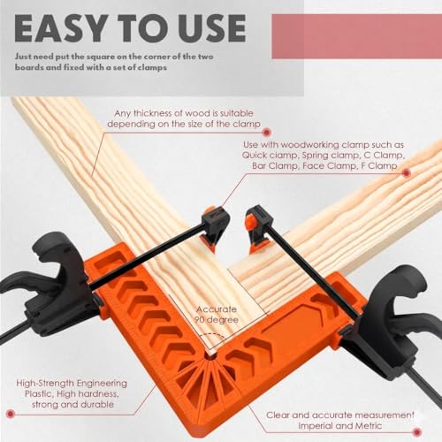 8 Pack 90 Degree Corner Clamps, Woodworking Positioning Squares 3" & 4"