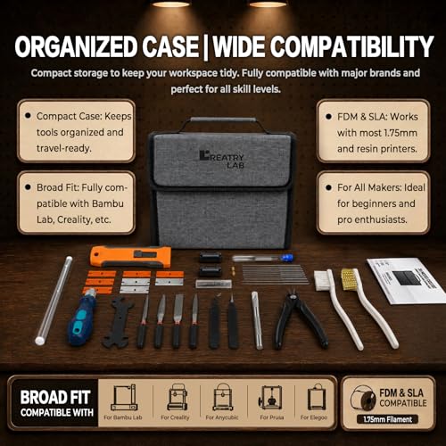 3D Printer Tools, 38-Piece 3D Printer Maintenance Kit, Deep Hotend Unclogging and Print Finishing Accessories Set, Gifts for Bambu Lab, Ender 3, Kobra Enthusiasts