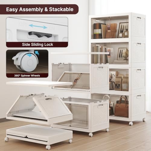 UAMFURI Stackable Storage Bins with Lids, 440QT Lockable Storage Cabinet - color: White, size: Plus
