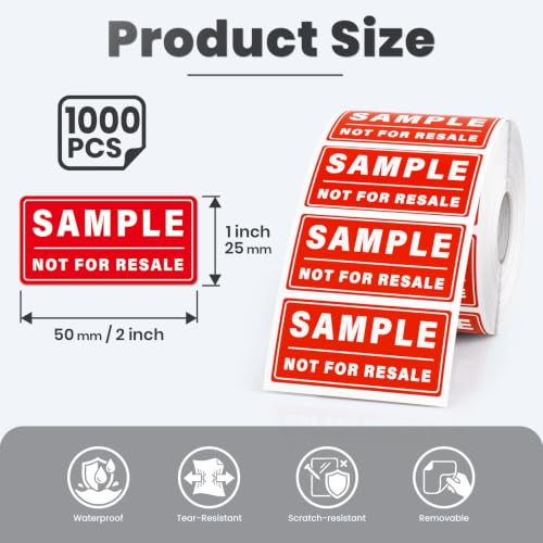 1000 PCS Sample Not for Resale Stickers 2 × 1 Inch Inventory Labels