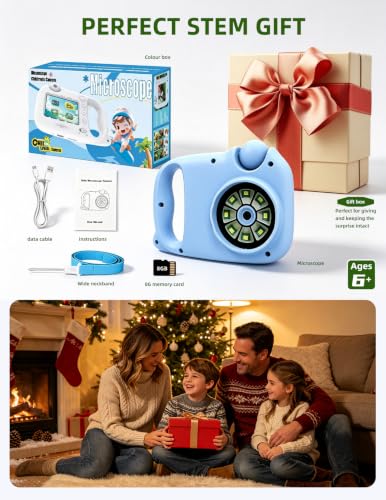 Kids Microscope Camera, 1000X Digital Microscope with Flip-Up Camera - color: Blue