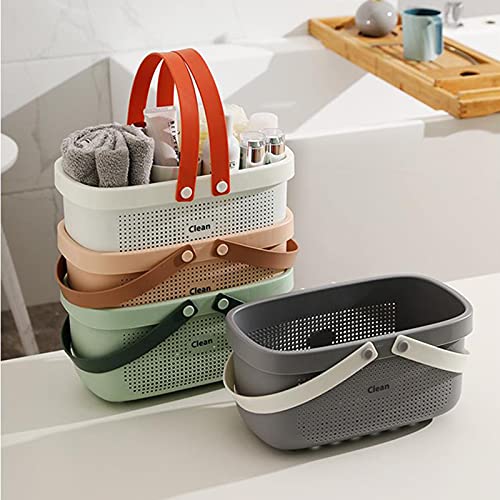 JiatuA Plastic Storage Basket with Handle Portable Shower Caddy Tote Organizer Basket Bin for Bathroom Kitchen Dorm Room Bedroom, Gray - color: Grey, size: Large
