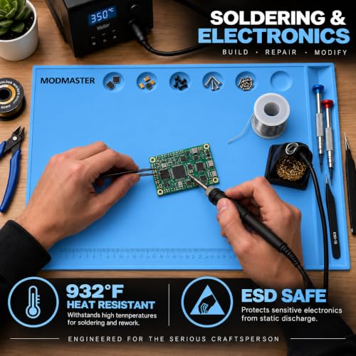 Large Watch & Soldering Repair Mat, 932F Heat Resistant Silicone - color: Blue