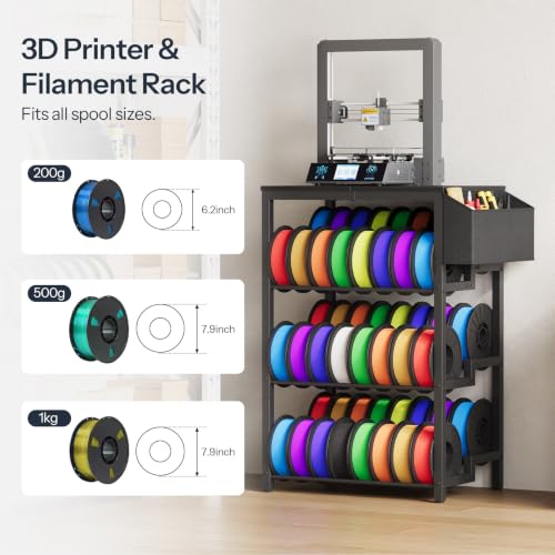 HOOBRO 3D Printer Stand with Filament Storage Rack, Holds 48 Spools, Black
