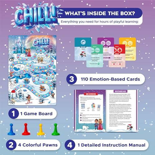SkillEase CHILL Anger Management for Kids, Ages 5-9, Therapy Games, Social Emotional Learning, Fun Social Skills Board Game for Therapists & Families