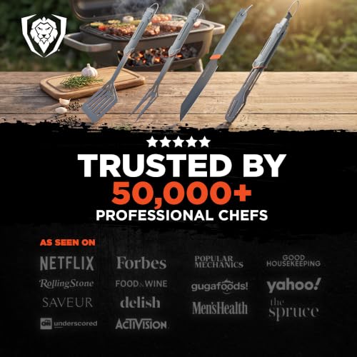 Dalstrong 4-Pc BBQ Grill Tool Set - Knife, Fork, Spatula & Locking Tongs - size: 4pc Grill Set