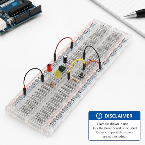 Economy Solderless Clear Plug-in Breadboard 830 Tie Points, 6.5" x 2.1" - ROHS Compliant