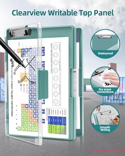 Clipboard with Storage, Nurse Dry Erase Clip Board, 8.5x11, Turquoise - color: Turquoise