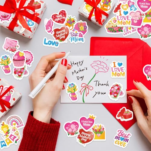 300Pcs Mother's Day Foam Stickers, Cute Hearts Flowers Mom Foam Sticker Self Adhesive Mothers Day Stickers for Mother's Day DIY Arts Crafts Party Favors School Activity Reward - style: Mother's Day