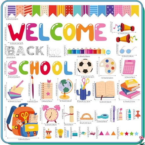 85 Pcs Welcome Back to School Bulletin Board Classroom Bulletion Board Decorations First Day of School Board Paper Cutouts for Return to School Classroom Teacher Home Wall Decor - color: Welcome Back to School