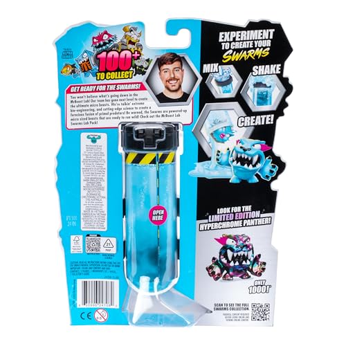 MrBeast Lab Swarms Lab Pack, Experiment By Adding Water, Shaking Test Tube & Revealing 5 PK of 1" MrBeast Collectible Characters, 100+ to Collect, Look Out for the Limited Edition Hyperchrome Panther - style: 5 Pack