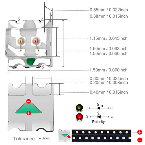 CHANZON 100 pcs SMD 0603 (1.6mm x 1.6mm) Red & Yellow-Green LED Diode 20mA - color: L) Red & Yellow-green (100pcs)