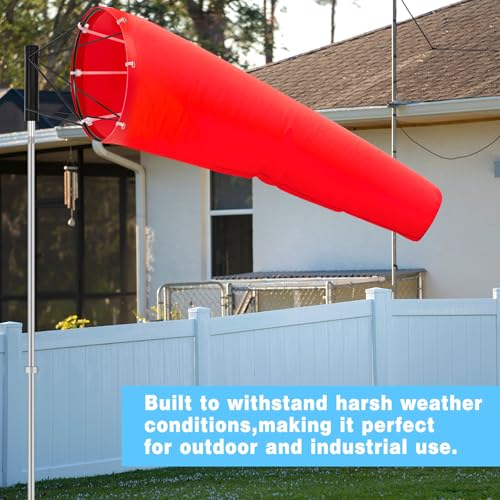 Threlaco 1 Set Heavy Duty Airport Windsock,18 x 60 Wind Socks,Red - color: Red, size: 18" X 60"