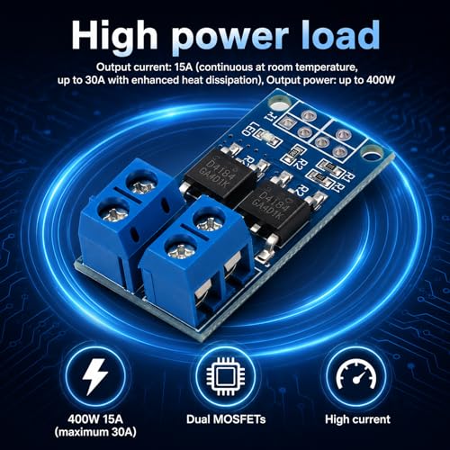 10 Pack MOSFET Module Dual High-Power MOSFET Switch Drive Module DC 5V-36V 15A 400W Adjustment Electronic Switch Control Board Lamp Brightness Control Motor Speed Controller 15A (Max 30A)
