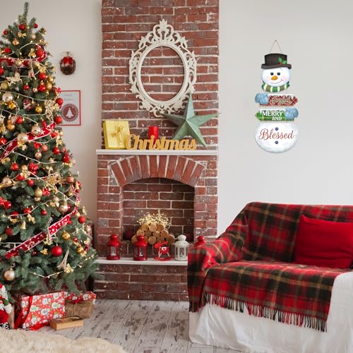 HLNIUC Snowman Christmas Decorations Indoor, Merry Christmas Sign, Xmas Signs For Home Decor, Winter Wall Decor Art, Snow Porch Sign, House Warming Gifts New Home, Holiday Signs Outdoor - color: Snowman