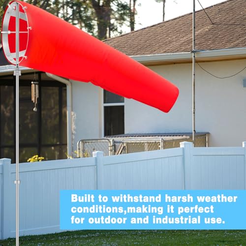 Threlaco 1 Set Airport Windsock,8x36 Wind Socks,Red, Aluminum Frame - color: Red,aluminum Frame, size: 8" X 36"