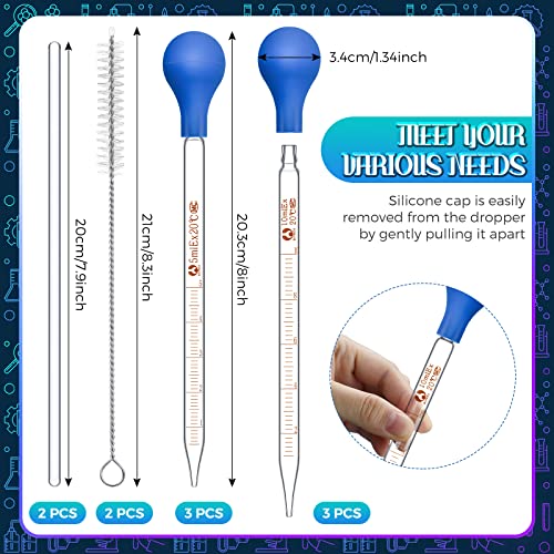 Weewooday 16 Pcs Glass Droppers with Rubber Bulb Stir Rod,Blue,5 Ml, 10 Ml - color: Blue, size: 5 ml, 10 ml