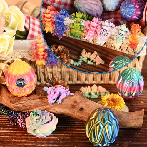 12 Pcs 3D Printed Dragon Eggs with Rainbow Dragons Inside - style: 12P Dragons with Eggs