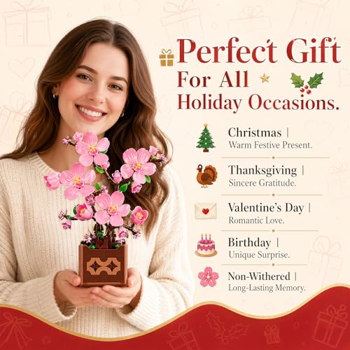 Botanicals Peach Blossom Artificial Flowers Building Set - color: Cherry Blossom Pink