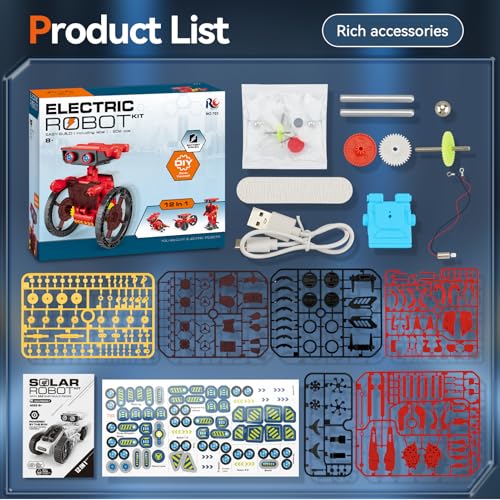 Jiakora STEM 12-in-1 Education Robots Toys for Boys Age 8-12, DIY Educational Toy Science Kits for Kids, Building Experiment Robotics Set Birthday Gifts for 8 9 10 11 12 Years Old Boys Girls Teens