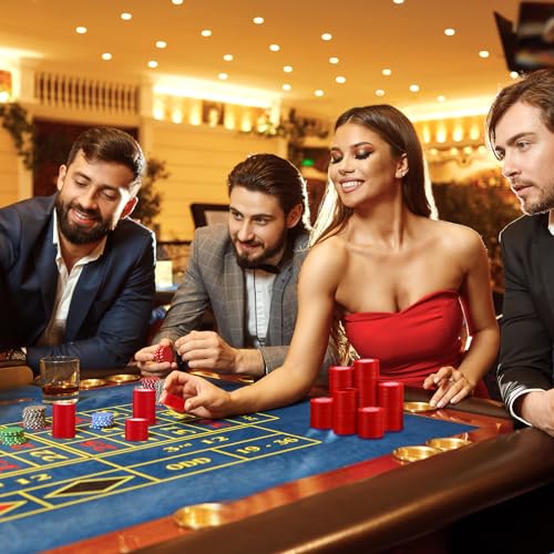 Leitee 1000 Pcs Plastic Poker Chips, 38 mm Interlocking Game Tokens, Red - color: Red