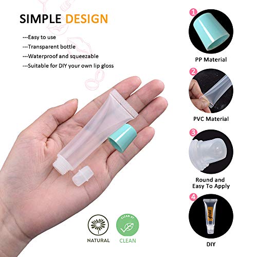 AMORIX 50PCS Empty 15ml Blue Cap Lip Gloss Tubes for Lipgloss Base - color: Blue, size: 15ml-50PCS